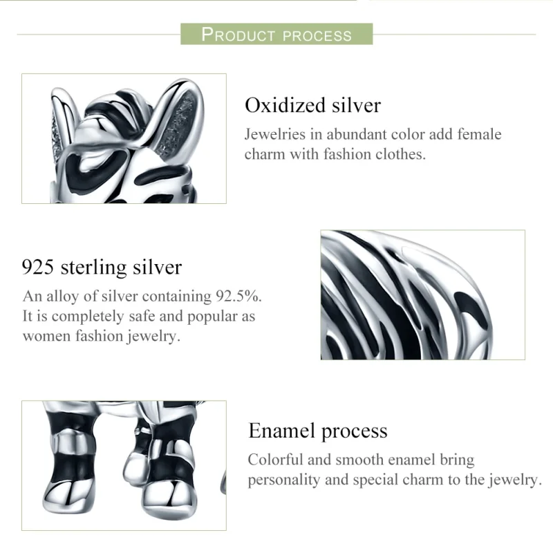 (Bild für) Pandora-Stil Silber Charm mit niedlichem Tier-Zebra - SCC550 - Ansicht 6