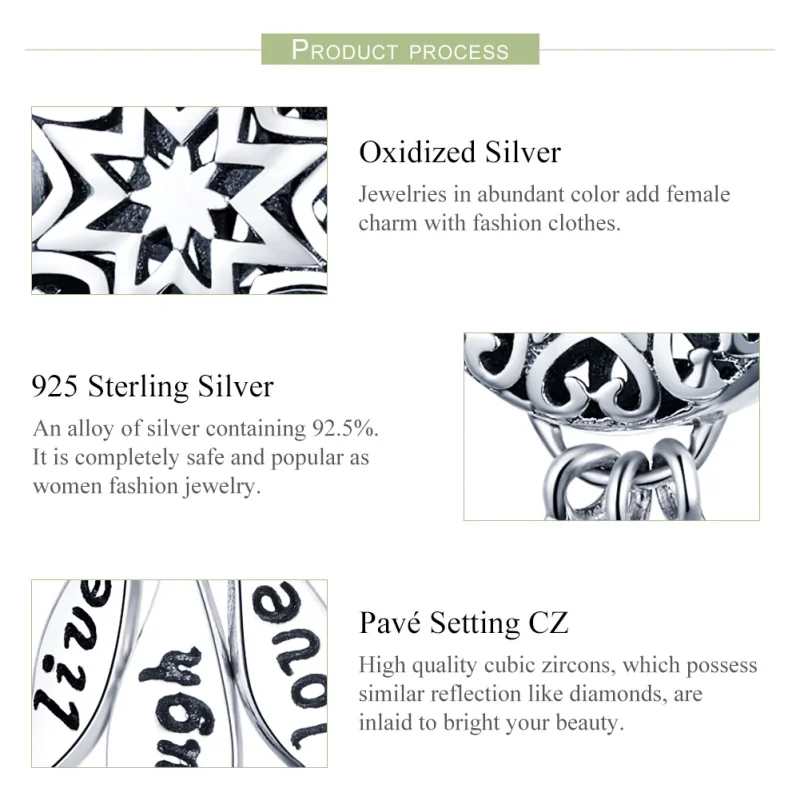 (Bild für) Pandora-Stil Silber „The Life“-Charm - SCC1128 - Ansicht 6