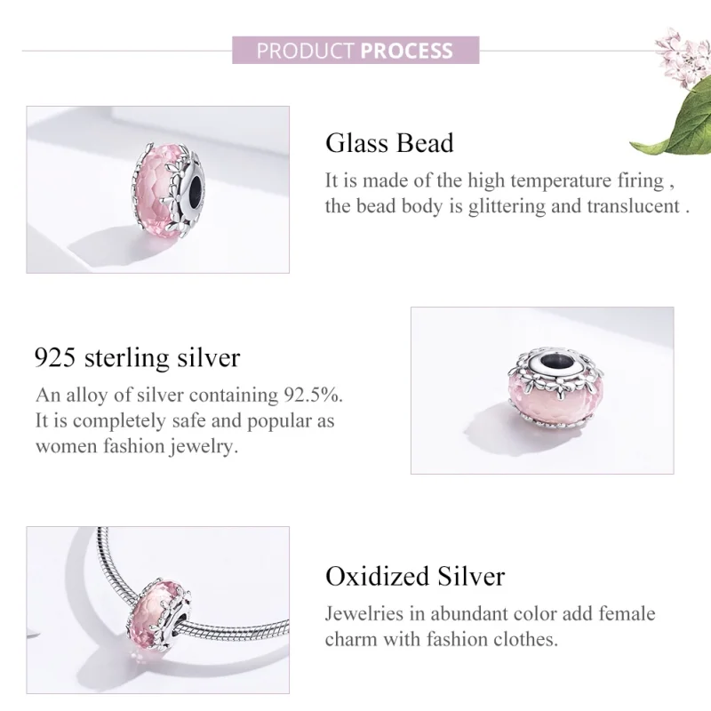 (Bild für) Pandora-Stil Silberblümchen-Charm aus Muranoglas - SCC1282 - Ansicht 3