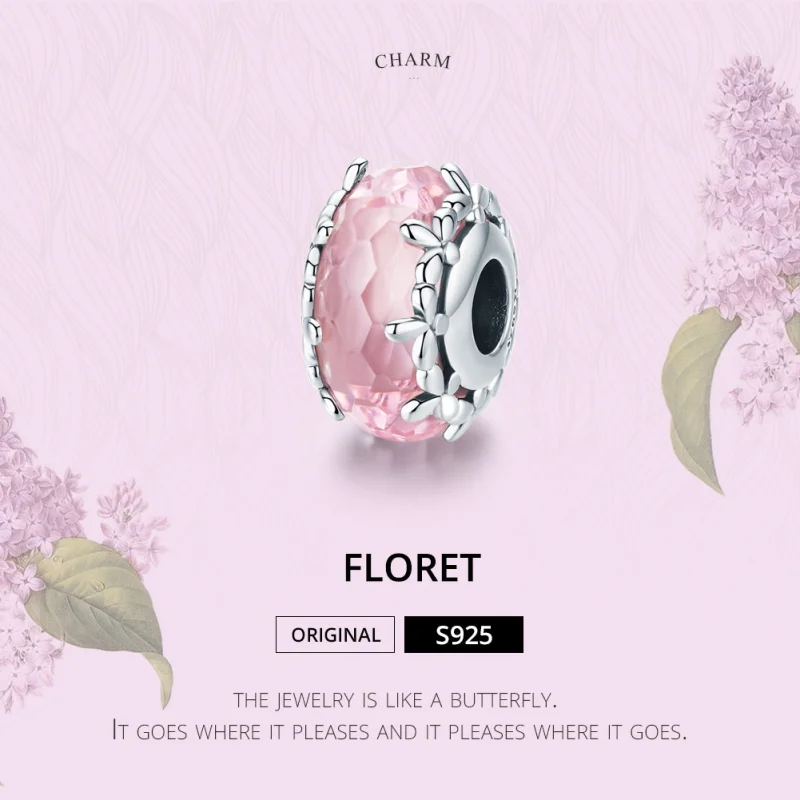 (Bild für) Pandora-Stil Silberblümchen-Charm aus Muranoglas - SCC1282 - Ansicht 4