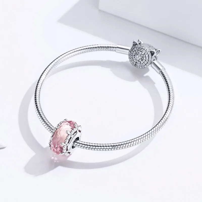 (Bild für) Pandora-Stil Silberblümchen-Charm aus Muranoglas - SCC1282 - Ansicht 5