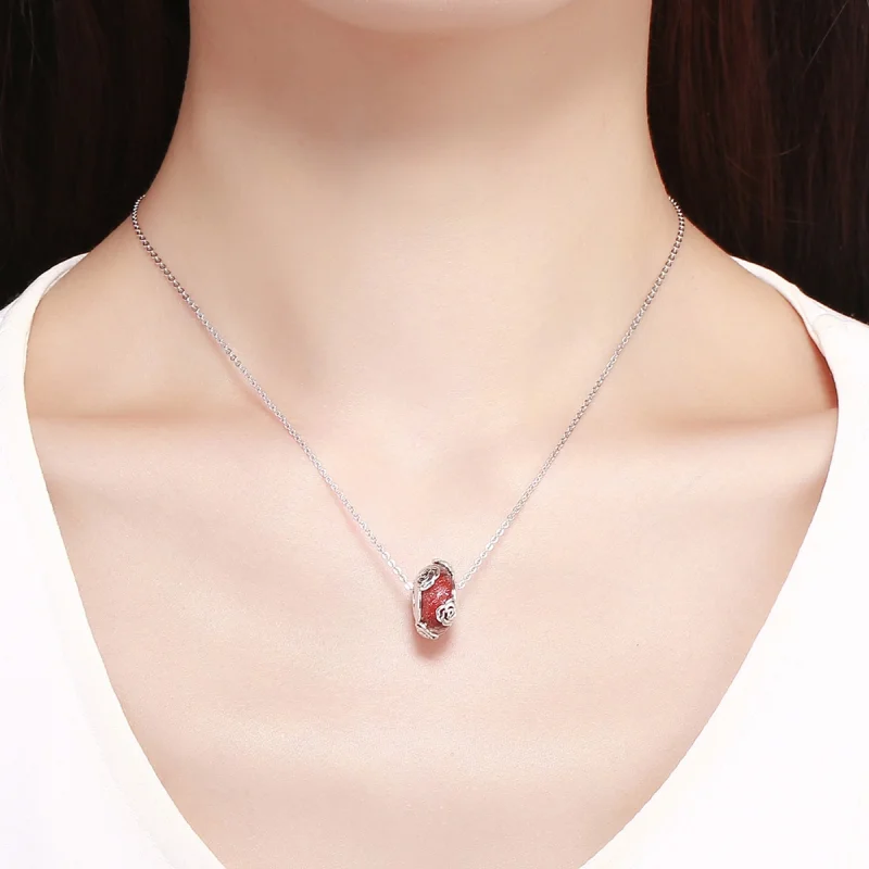 (Bild für) Pandora-Stil, silberfarbener, duftender Rosenglas-Murano-Charm - SCC1030 - Ansicht 6