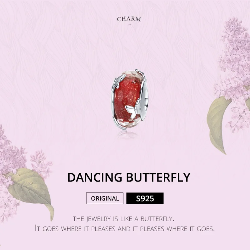 (Bild für) Pandora-Stil, silberner tanzender Schmetterling aus Muranoglas - SCC1256 - Ansicht 3
