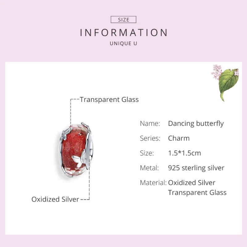 (Bild für) Pandora-Stil, silberner tanzender Schmetterling aus Muranoglas - SCC1256 - Ansicht 4