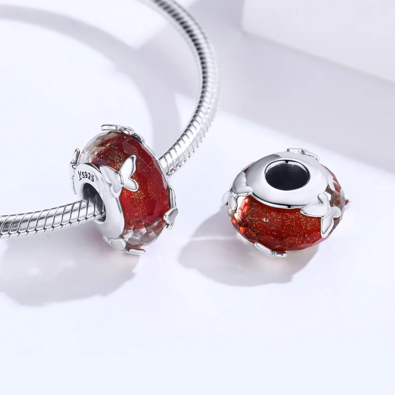(Bild für) Pandora-Stil, silberner tanzender Schmetterling aus Muranoglas - SCC1256 - Ansicht 5