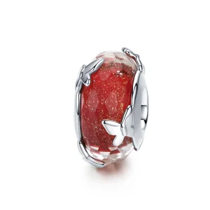 (Bild für) Pandora-Stil, silberner tanzender Schmetterling aus Muranoglas - SCC1256
