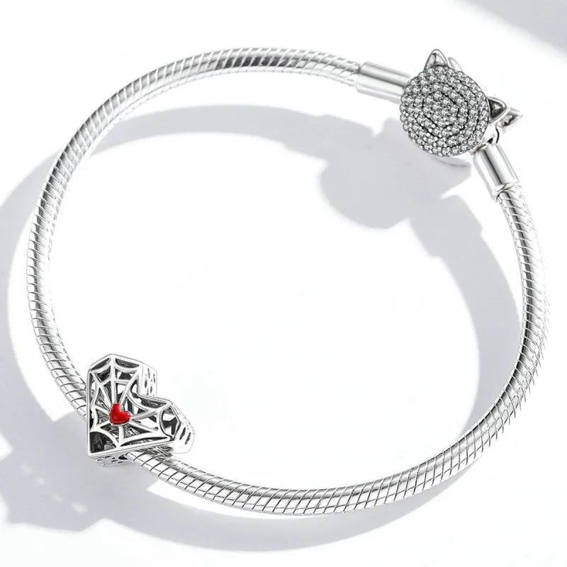(Bild für) Pandora-Stil Spinnennetz-Herz-Charm - SCC1958 - Ansicht 3