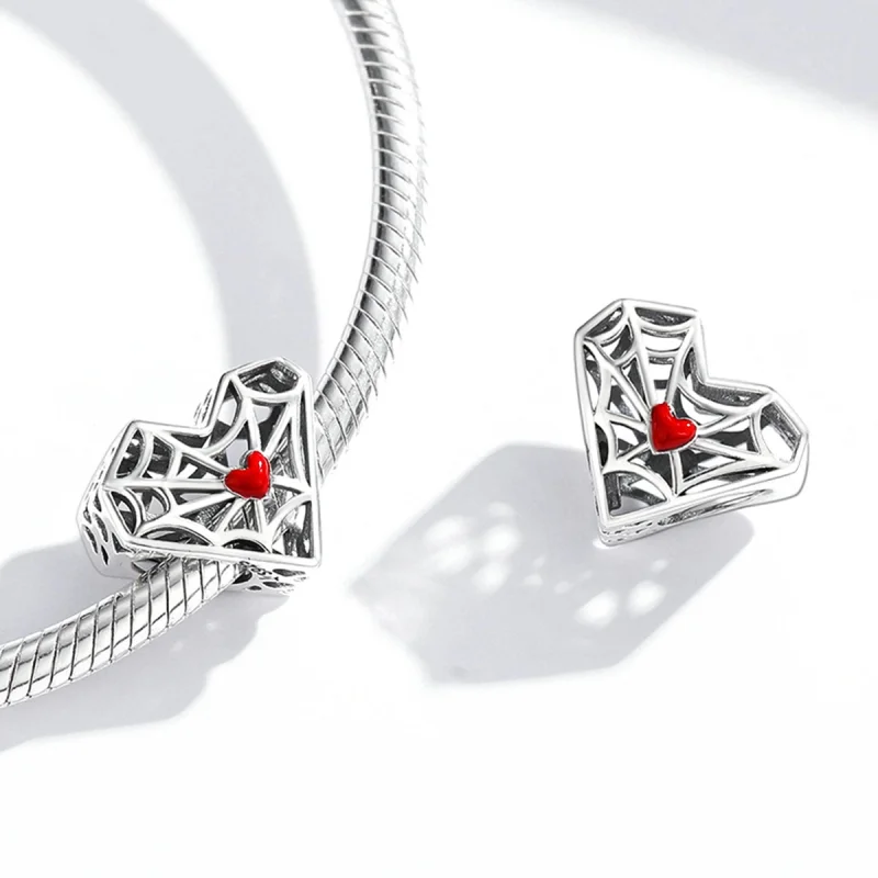 (Bild für) Pandora-Stil Spinnennetz-Herz-Charm - SCC1958 - Ansicht 4
