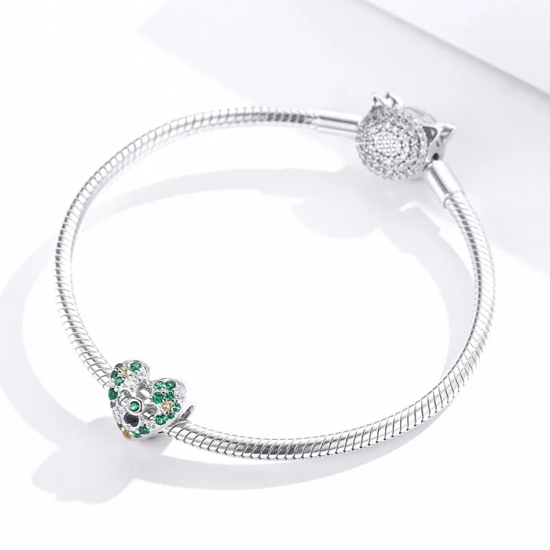 (Bild für) Pandora Style Liebes-Vierblättriges Kleeblatt-Charm - BSC301 - Ansicht 3