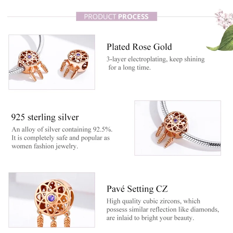 (Bild für) Pandora Style Roségold-Traumfänger-Charm aus Roségold - SCC330-C - Ansicht 8