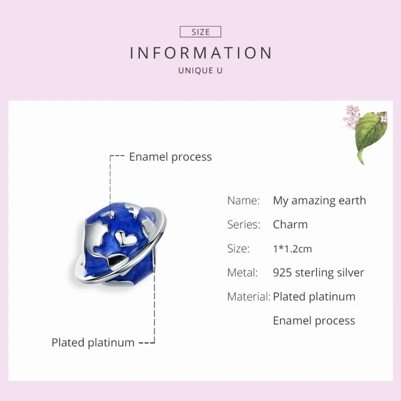 (Bild für) Pandora Style Silber „My Amazing Earth“-Charm - BSC162 - Ansicht 7
