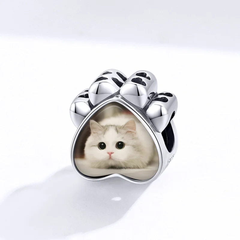 (Bild für) Personalisierter Foto-Charm mit Katzenpfote im Pandora-Stil - SCC1436 - Ansicht 2