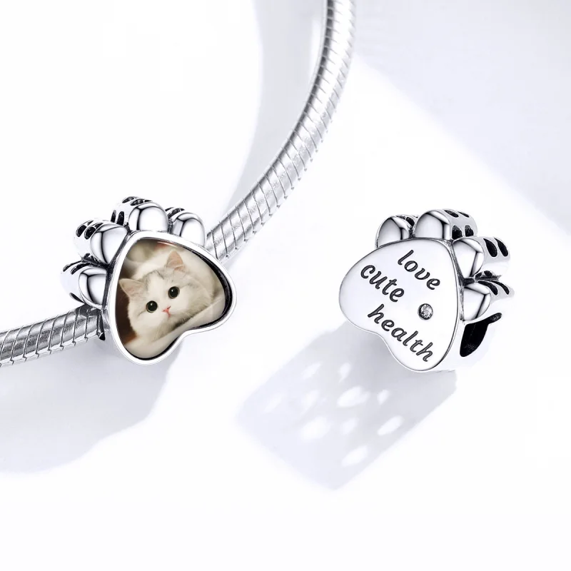 (Bild für) Personalisierter Foto-Charm mit Katzenpfote im Pandora-Stil - SCC1436 - Ansicht 4