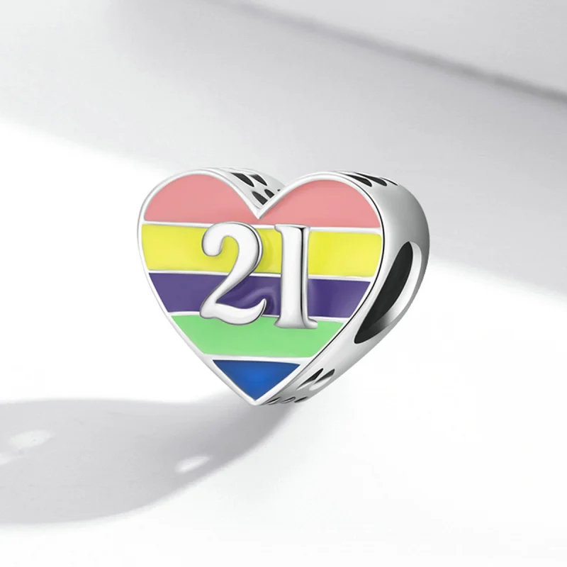(Bild für) Regenbogen-Herz-Charm im Pandora-Stil - BSC548 - Ansicht 2