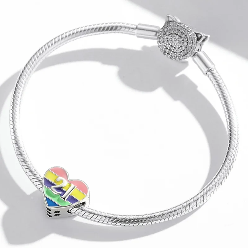 (Bild für) Regenbogen-Herz-Charm im Pandora-Stil - BSC548 - Ansicht 3