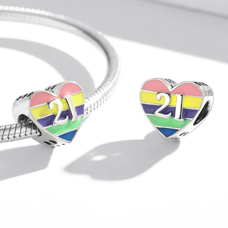 (Bild für) Regenbogen-Herz-Charm im Pandora-Stil - BSC548 - Ansicht 4