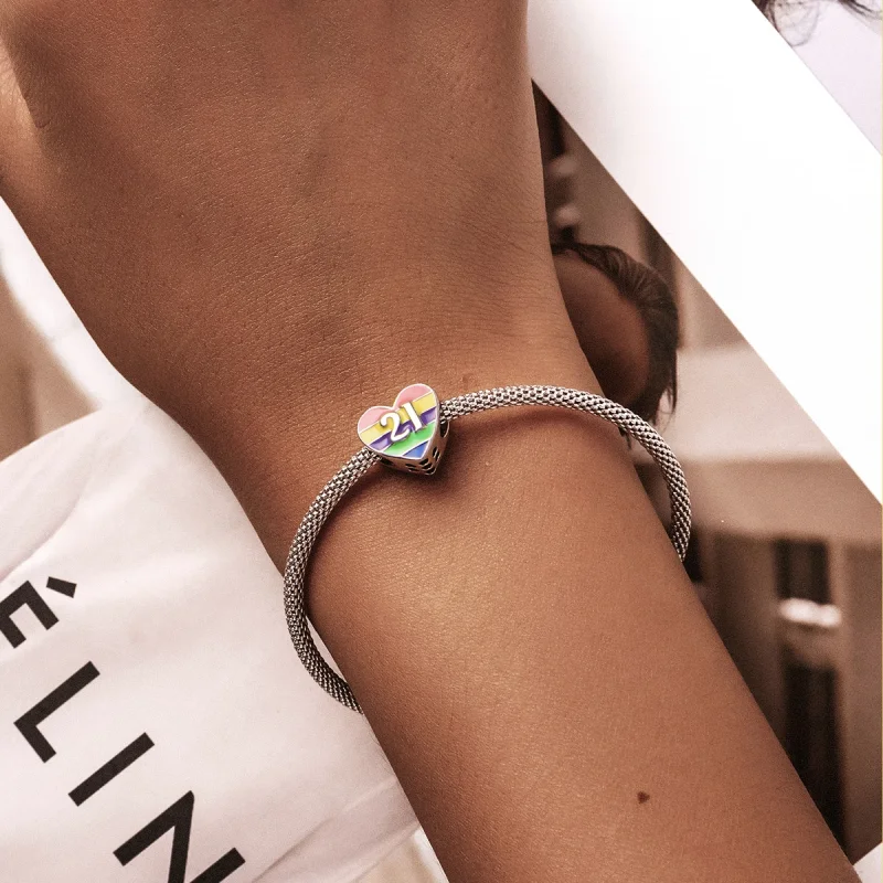 (Bild für) Regenbogen-Herz-Charm im Pandora-Stil - BSC548 - Ansicht 5