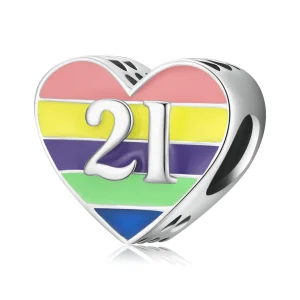 (Bild für) Regenbogen-Herz-Charm im Pandora-Stil - BSC548