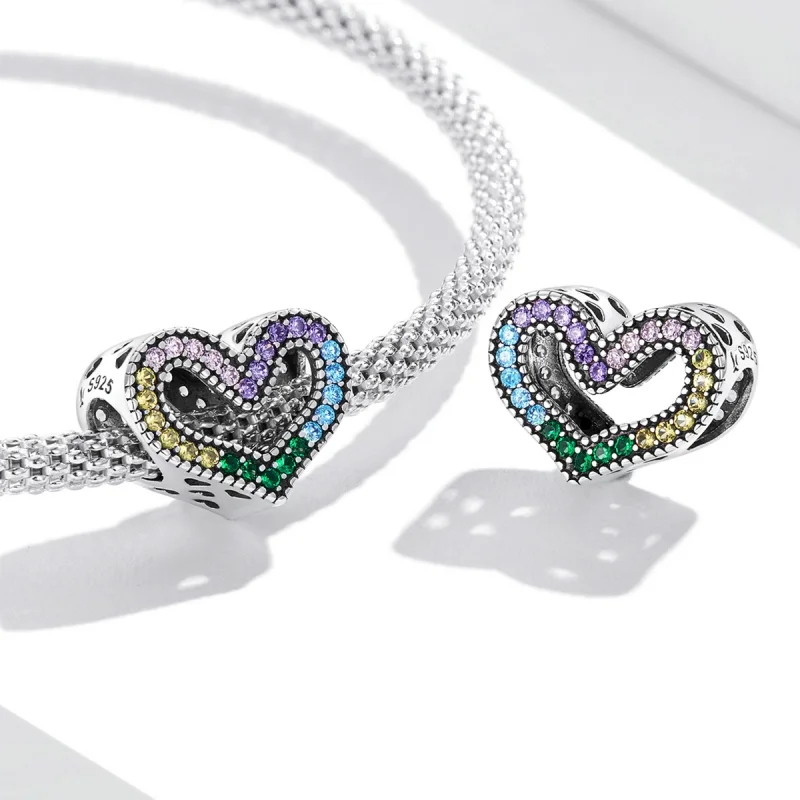 (Bild für) Regenbogen-Herz-Charm im Pandora-Stil - SCC2137 - Ansicht 4
