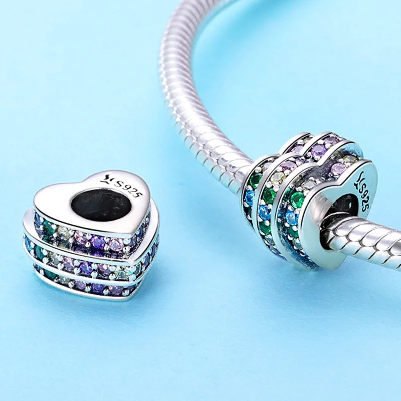(Bild für) Regenbogen-Herz-Charm im Pandora-Stil - SCC725 - Ansicht 2