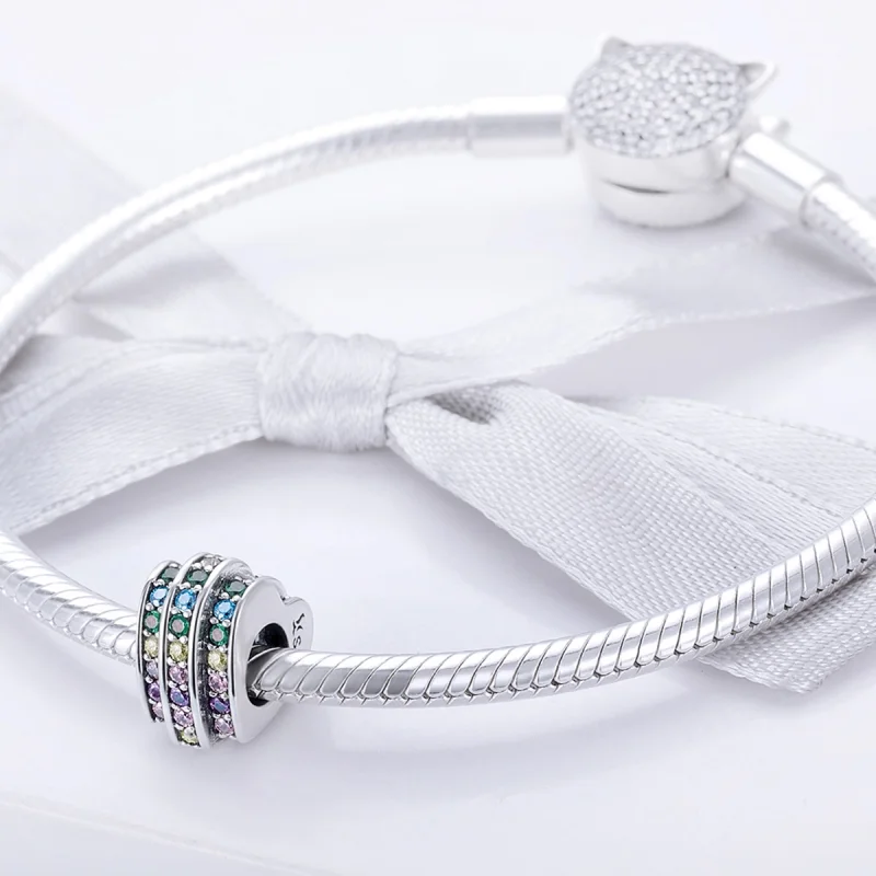 (Bild für) Regenbogen-Herz-Charm im Pandora-Stil - SCC725 - Ansicht 3