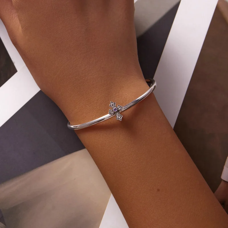 (Bild für) Retro-Muster-Kreuz-Charm im Pandora-Stil - BSC583 - Ansicht 5
