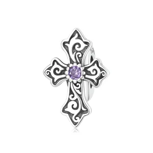 (Bild für) Retro-Muster-Kreuz-Charm im Pandora-Stil - BSC583