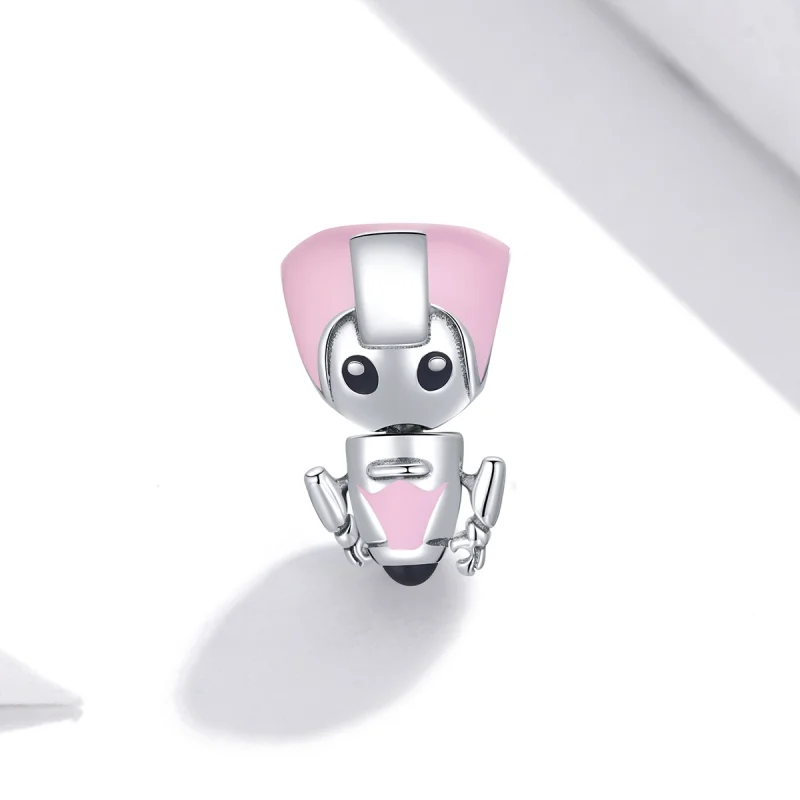 (Bild für) Rosa Baby-Roboter-Charm im Pandora-Stil - SCC1774 - Ansicht 2