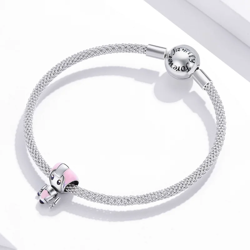 (Bild für) Rosa Baby-Roboter-Charm im Pandora-Stil - SCC1774 - Ansicht 3