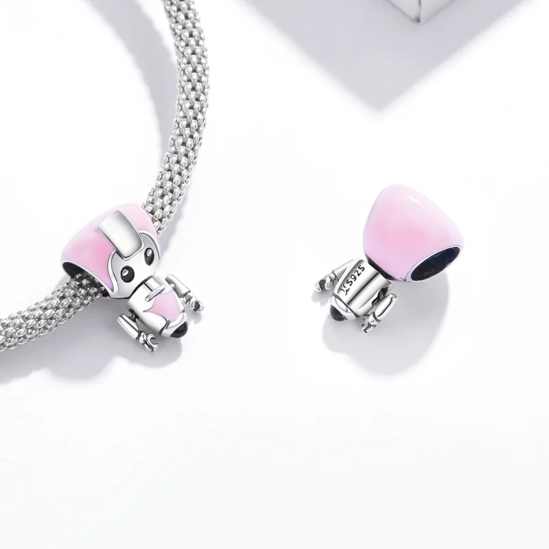(Bild für) Rosa Baby-Roboter-Charm im Pandora-Stil - SCC1774 - Ansicht 4