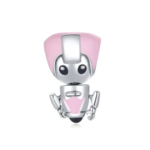 (Bild für) Rosa Baby-Roboter-Charm im Pandora-Stil - SCC1774