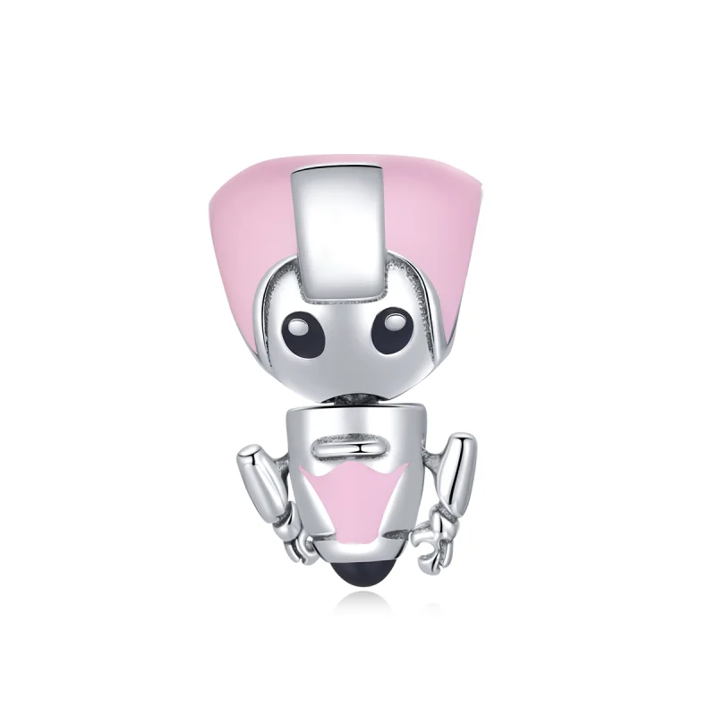 (Bild für) Rosa Baby-Roboter-Charm im Pandora-Stil - SCC1774