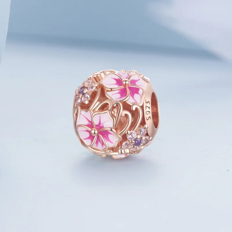 (Bild für) Rosa Sakura-Charm im Pandora-Stil - BSC643 - Ansicht 2