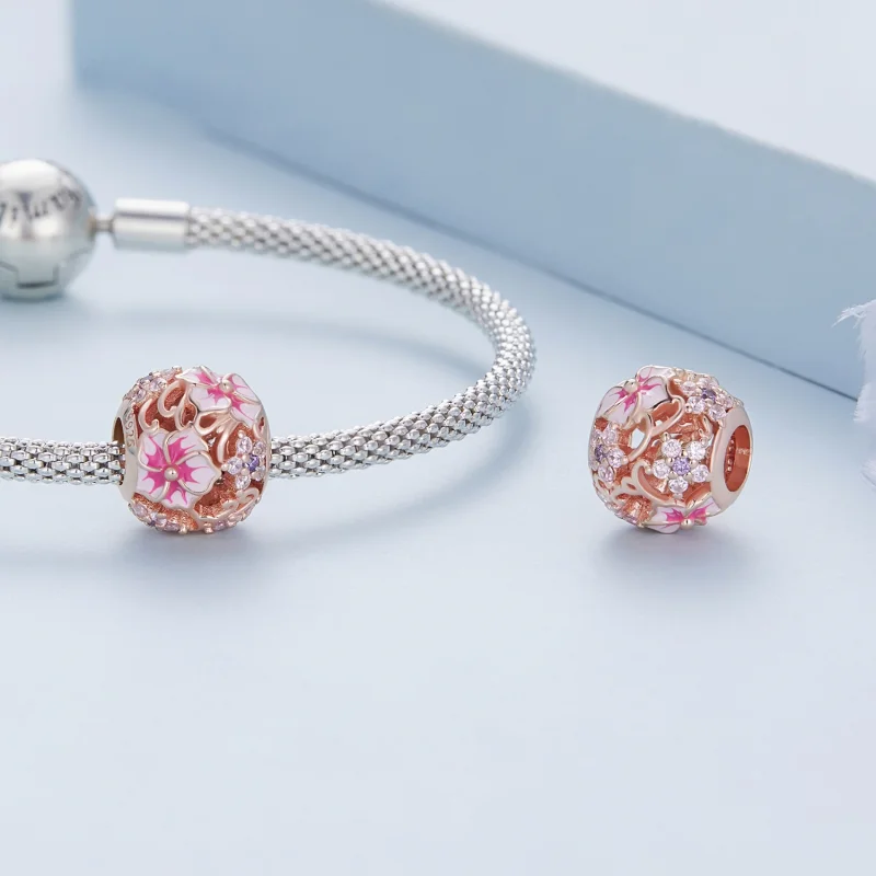 (Bild für) Rosa Sakura-Charm im Pandora-Stil - BSC643 - Ansicht 5