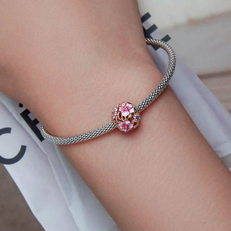 (Bild für) Rosa Sakura-Charm im Pandora-Stil - BSC643 - Ansicht 6