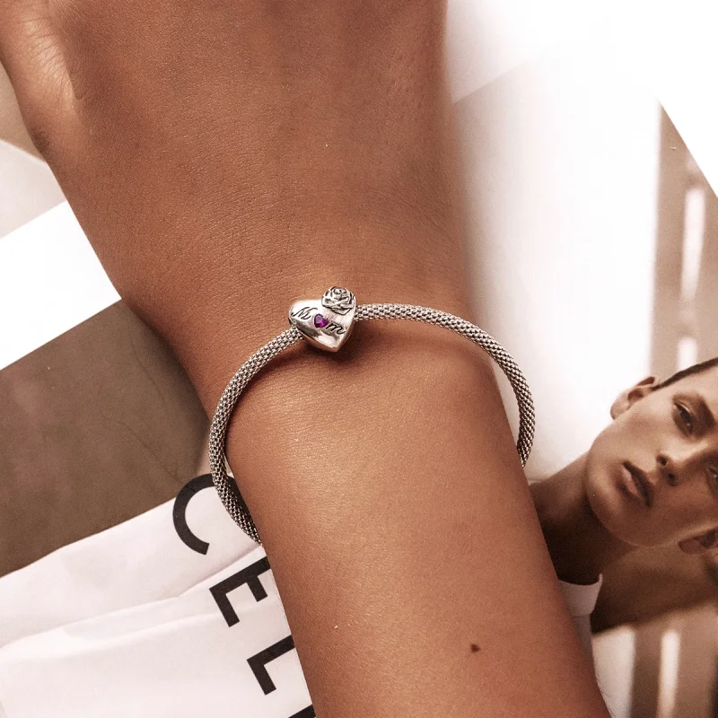 (Bild für) Rosen-Herz-Charm im Pandora-Stil - SCC2072 - Ansicht 5