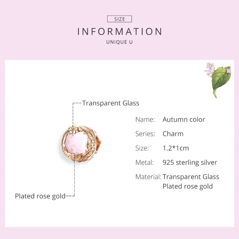 (Bild für) Roségoldener Herbstlandschafts-Charm im Pandora-Stil - SCC1258 - Ansicht 3