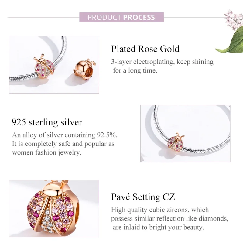 (Bild für) Roségoldener Marienkäfer-Charm im Pandora-Stil - SCC1120-C - Ansicht 2