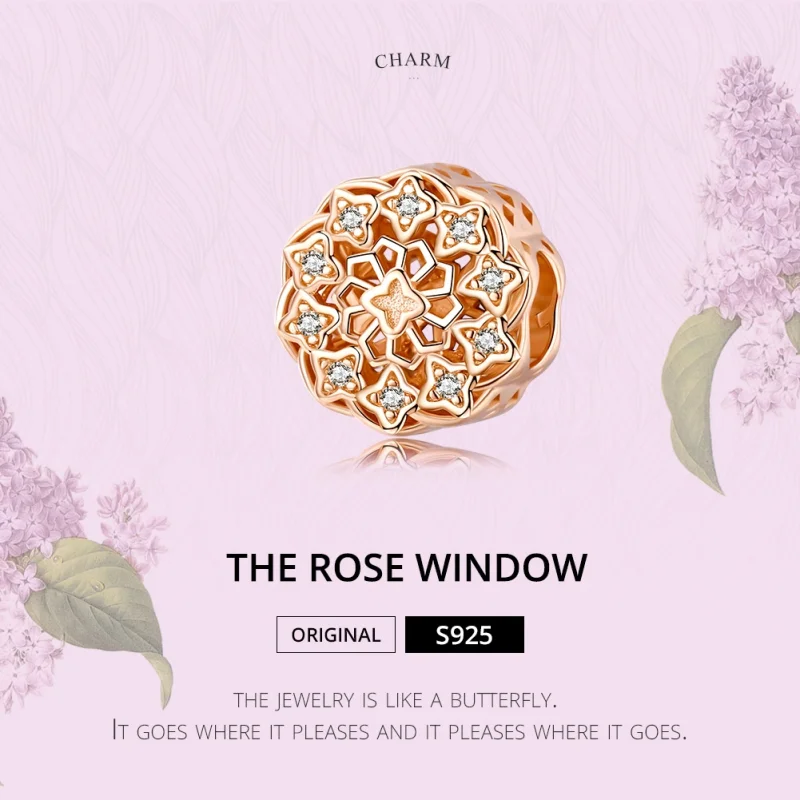 (Bild für) Roségoldener Rosenfenster-Charm im Pandora-Stil - SCC1279 - Ansicht 2