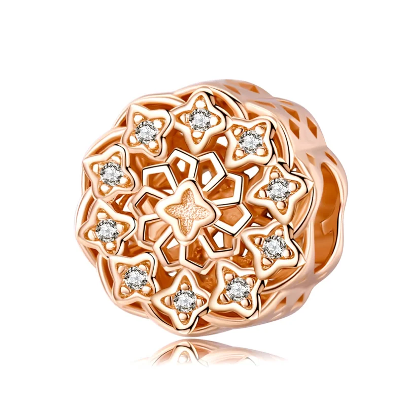 (Bild für) Roségoldener Rosenfenster-Charm im Pandora-Stil - SCC1279