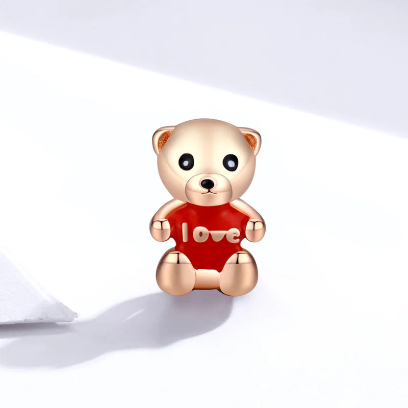 (Bild für) Roségoldener Teddybär-Charm im Pandora-Stil - BSC228 - Ansicht 2