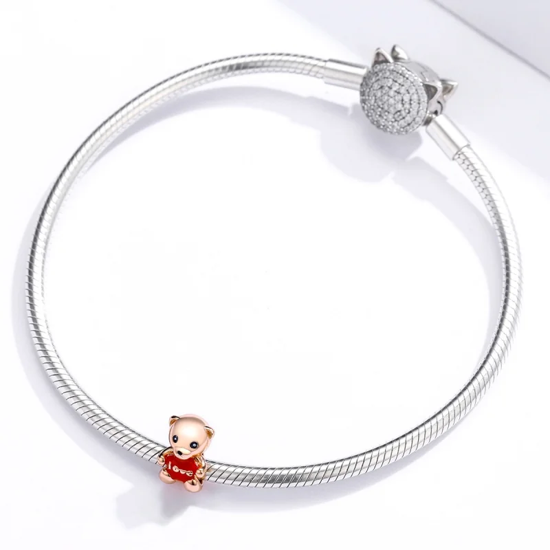 (Bild für) Roségoldener Teddybär-Charm im Pandora-Stil - BSC228 - Ansicht 3