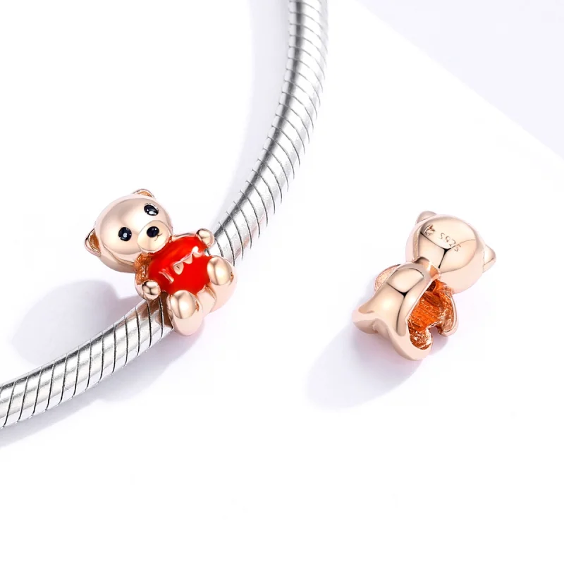 (Bild für) Roségoldener Teddybär-Charm im Pandora-Stil - BSC228 - Ansicht 4