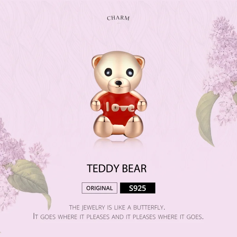 (Bild für) Roségoldener Teddybär-Charm im Pandora-Stil - BSC228 - Ansicht 6