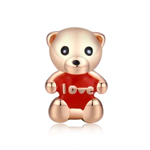 (Bild für) Roségoldener Teddybär-Charm im Pandora-Stil - BSC228