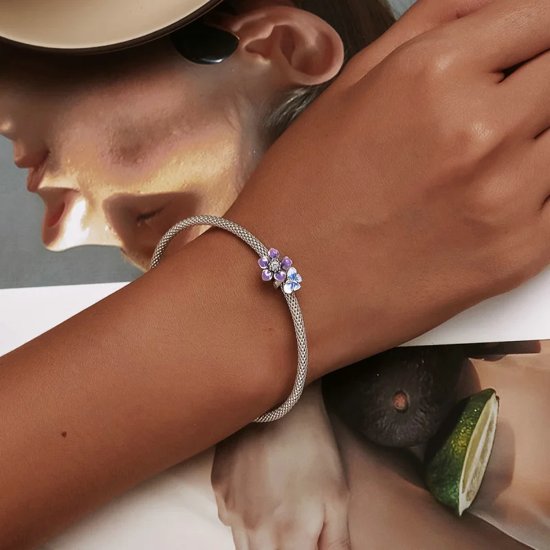 (Bild für) Schmetterlings-Blumen-Charm im Pandora-Stil - SCC2094 - Ansicht 6