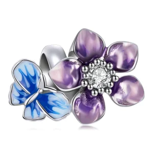 (Bild für) Schmetterlings-Blumen-Charm im Pandora-Stil - SCC2094