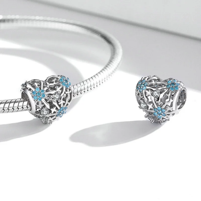 (Bild für) Schneeflocken-Herz-Charm im Pandora-Stil - BSC530 - Ansicht 4