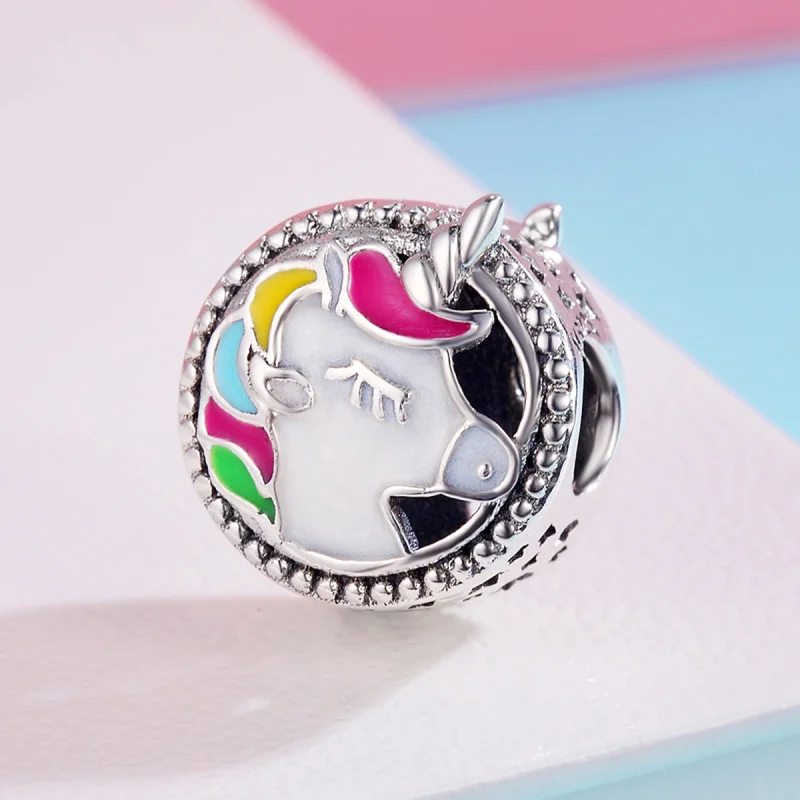(Bild für) Schöner Einhorn-Charm im Pandora-Stil aus Silber - SCC362 - Ansicht 3