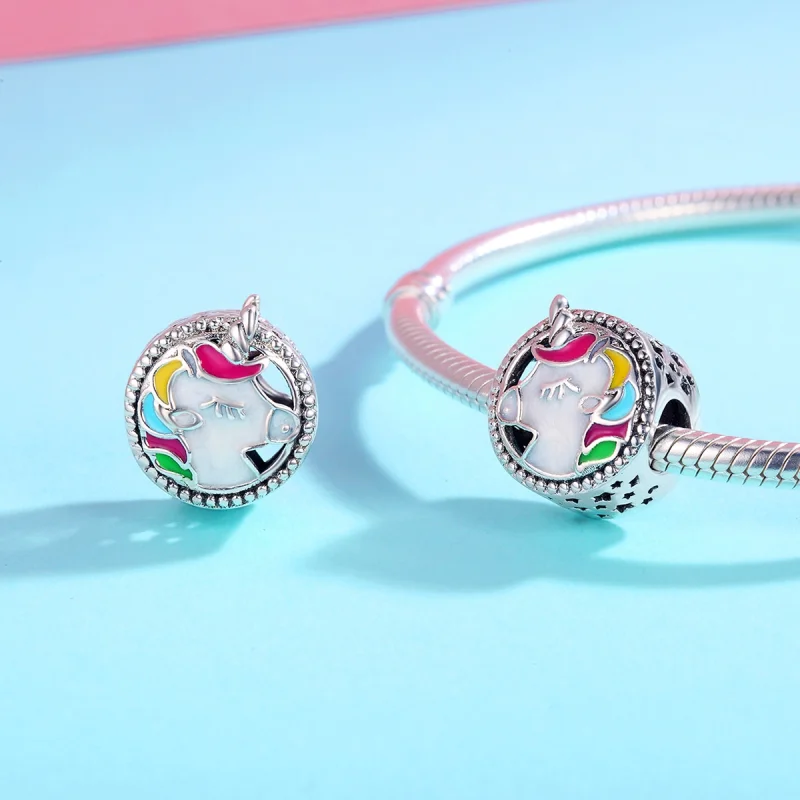 (Bild für) Schöner Einhorn-Charm im Pandora-Stil aus Silber - SCC362 - Ansicht 4